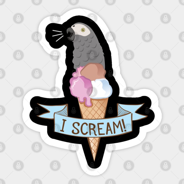 Congo African Grey Ice Cream Parrot Sticker by Einstein Parrot